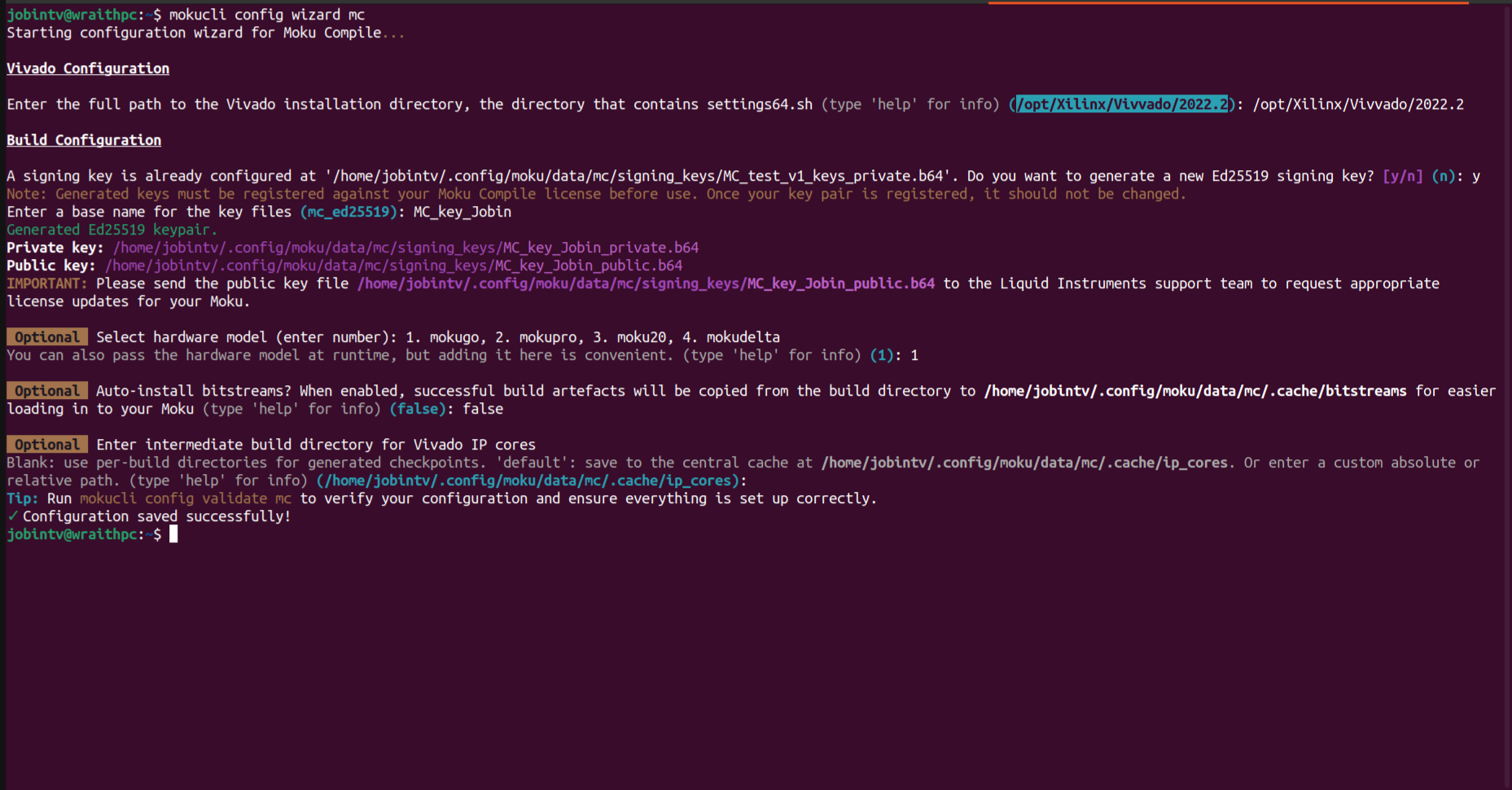 Configuring Moku Compile